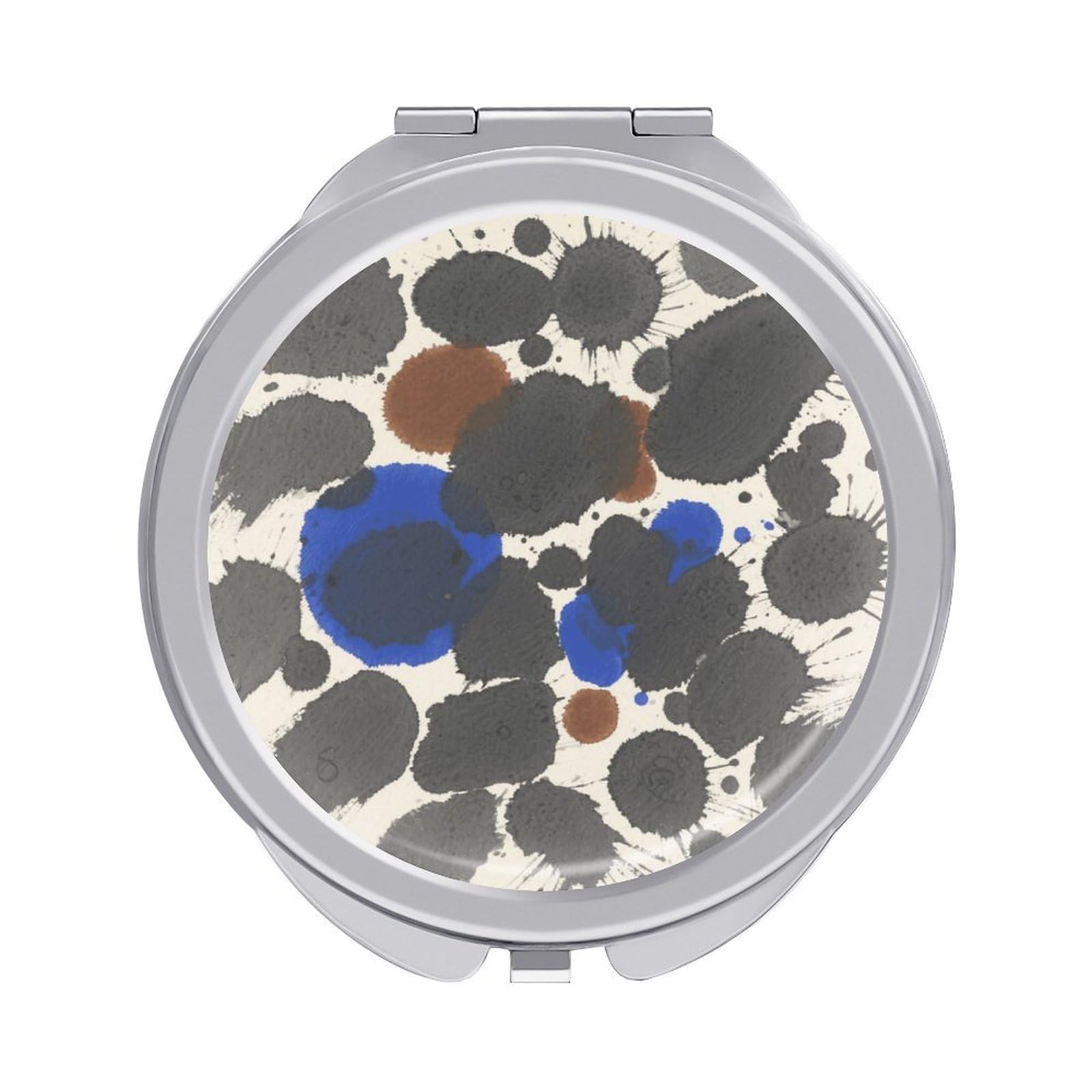 Fekiloot Style Ink Splatter Travel Makeup Mirror Handheld Compact Mirror Portable Pocket Mirror Double-Sided 1X/2X Magnifying For Handbag And Purses
