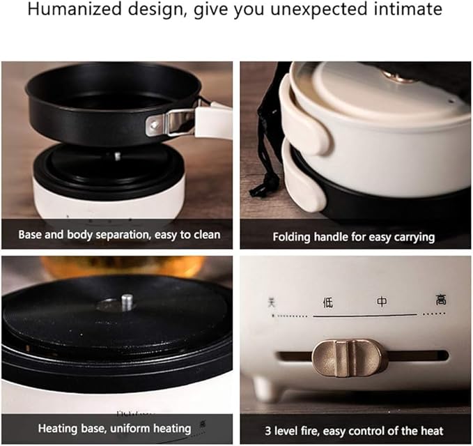 Sartén Eléctrica Multifunción 6 en 1 Mini Olla con Mango Plegable miniatura 6