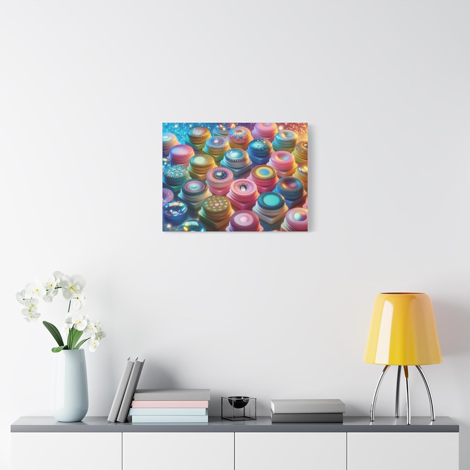 Glittery Contact Lens Cases Matte Canvas Wall Art - 24x18 inches - Made in USA