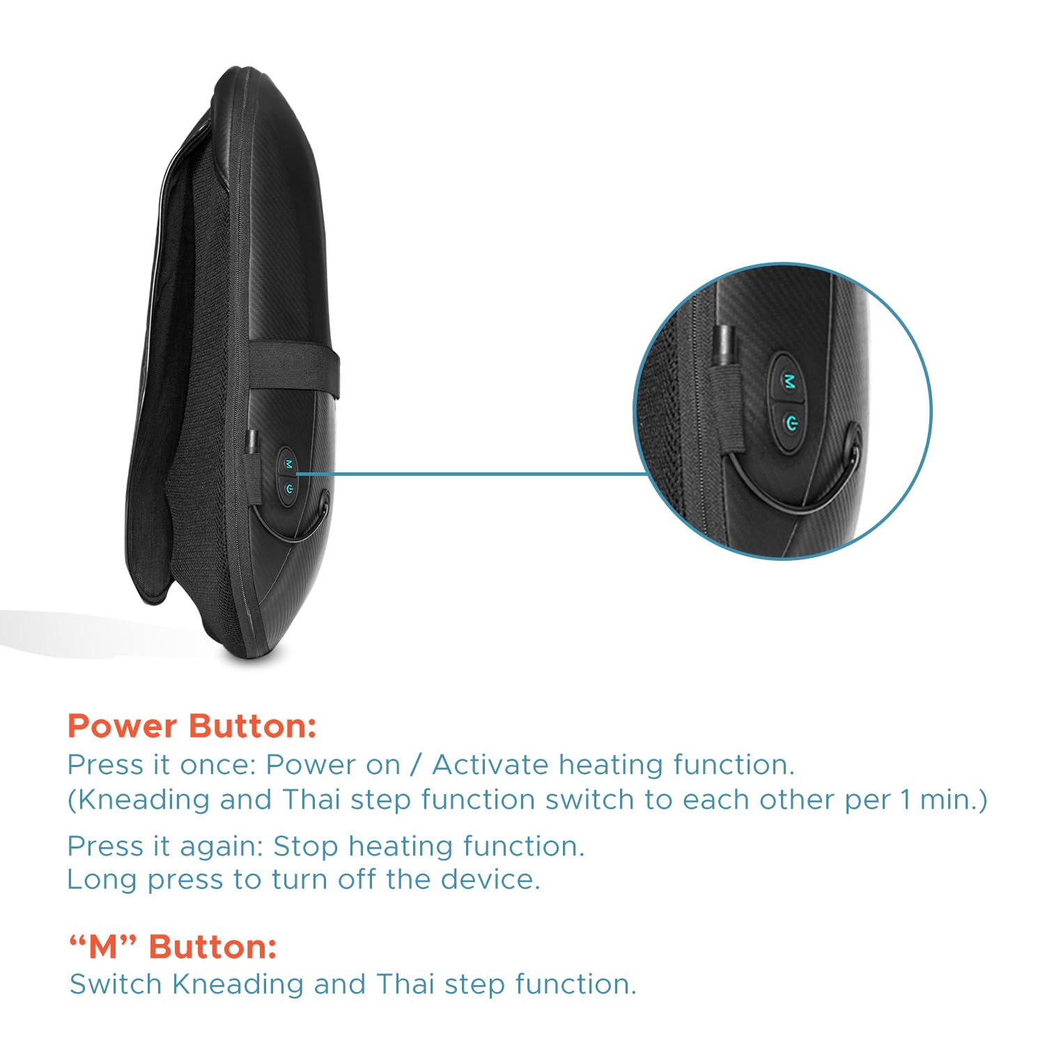 Kosmocare Corded Electric Back Massager Cushion With S-Track And Thai Step Kneading & Heating for Blood Circulation, Black - Image 5 thumbnail
