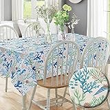 Aubrie Home Accents Bottom of The Sea Kitchen Tablecloth Oblong Rectangle Easy Care Fabric Table...