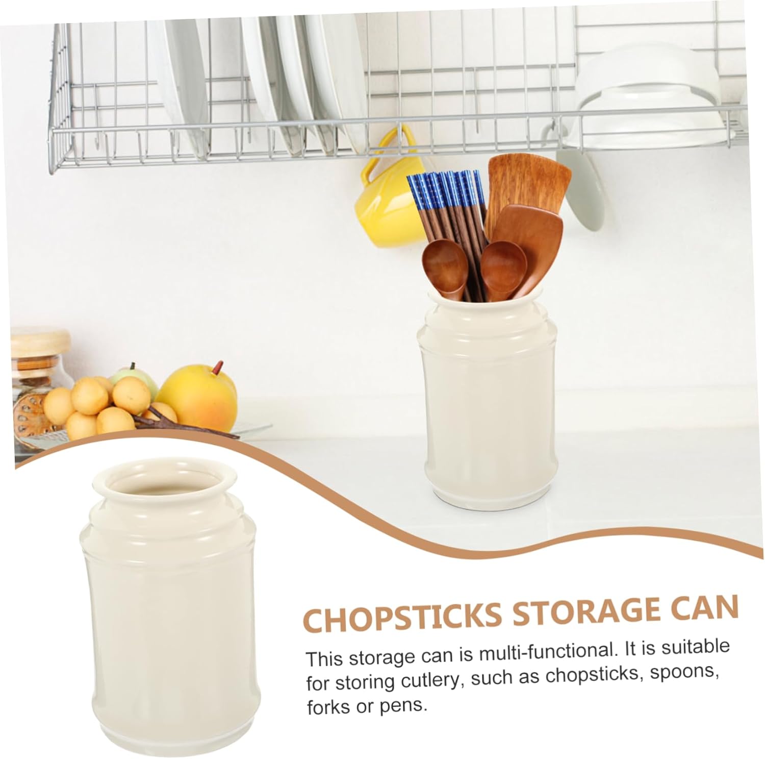 Multi Functional Ceramic Kitchen Utensil Holder Stylish Cutlery Storage Can for Easy Access for Home Restaurant Hotel Use for Spoons Forks Knives More