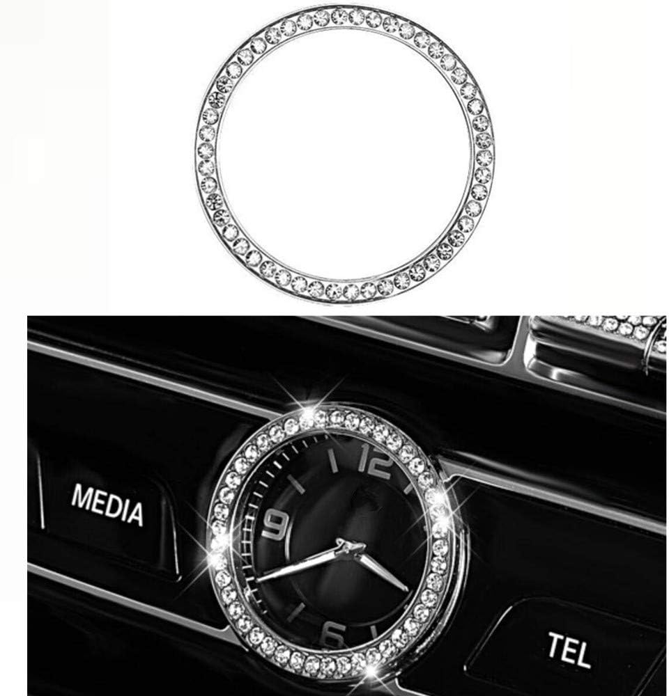 YUWATONLadies Car Interior Trim Clock Decoration Sticker Cover Suitable for Mercedes-Benz New C Class E Class S Class GLC CLS C200 C300 GLC 220 260 E 300 400 CLS 500 S600 2015-2018 (Round clock)