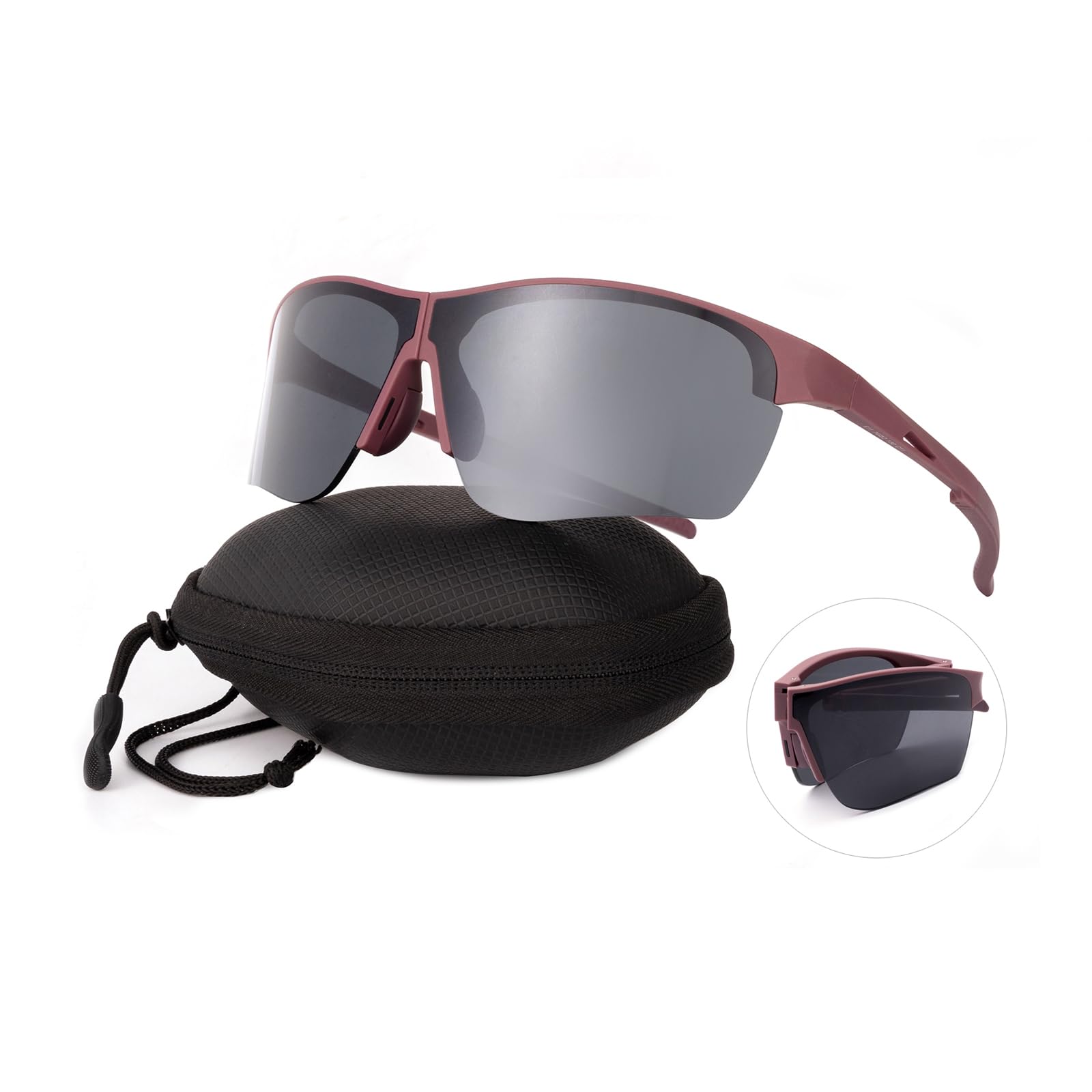 OKH Gafas de Ciclismo Plegables, PortáTiles a Prueba de Viento, TR90 Gafas Deportivas, Gafas de Sol Para Hombre Mujer, Para Bicicleta al Aire Libre, Motocicleta, ConduccióN, Pesca, Senderismo