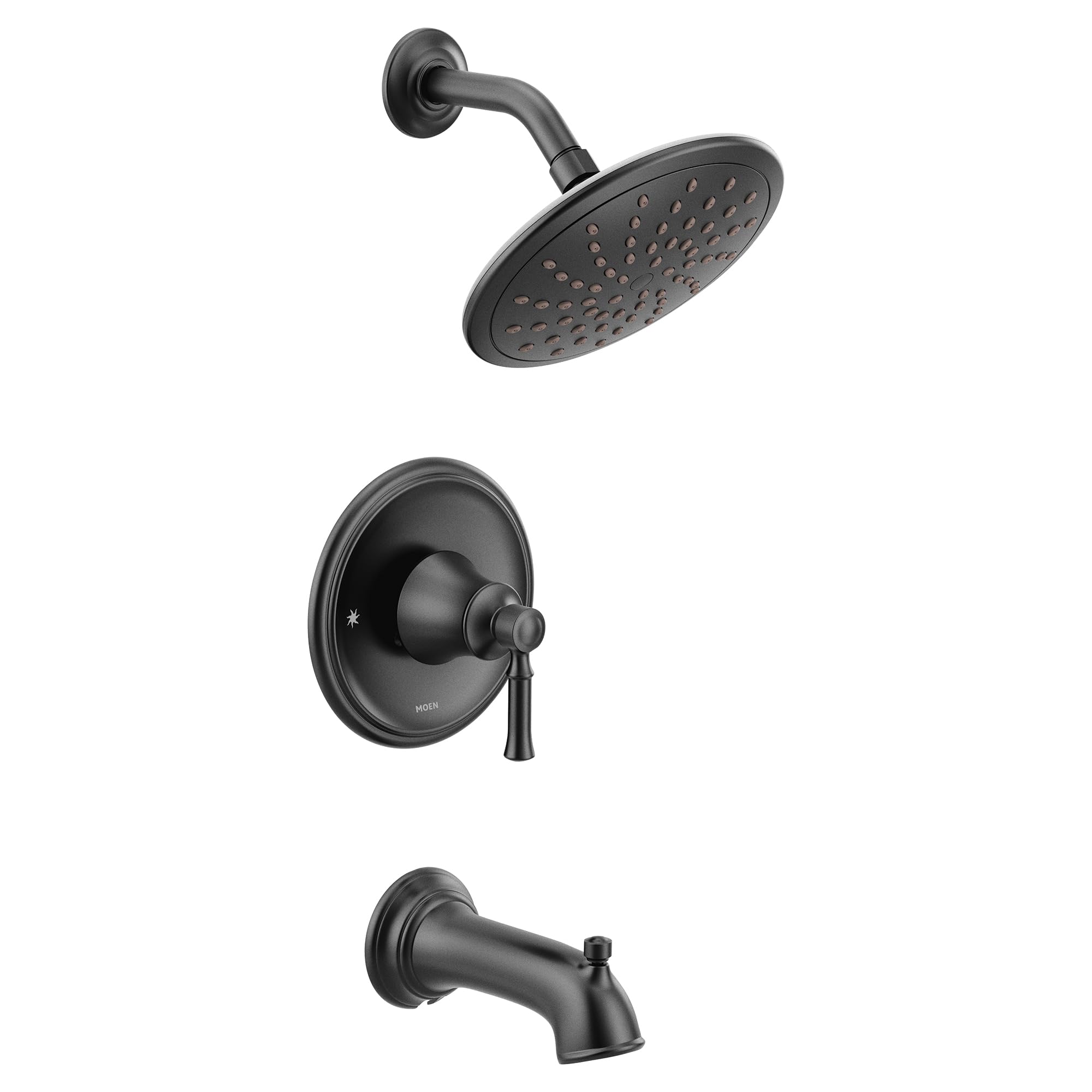 Moen T2283EPBL Dartmoor Tub Shower Faucet System with Rainshower Showerhead Without Valve, Matte Black