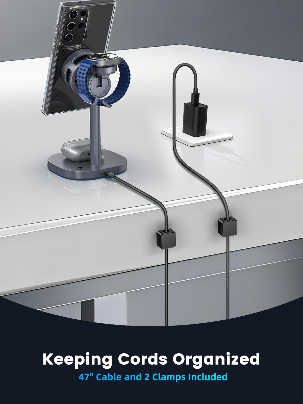 Qi2 Mag Safe Ladestation für Samsung, 3 in 1 Ladegerät mit Kühlfunktion | Induktive ladestation für Galaxy S26 Ultra/S25/Z Fold 7, für Samsung Watch 8/Ultra,Buds 4 Pro, Ladestation Mehrere Geräte