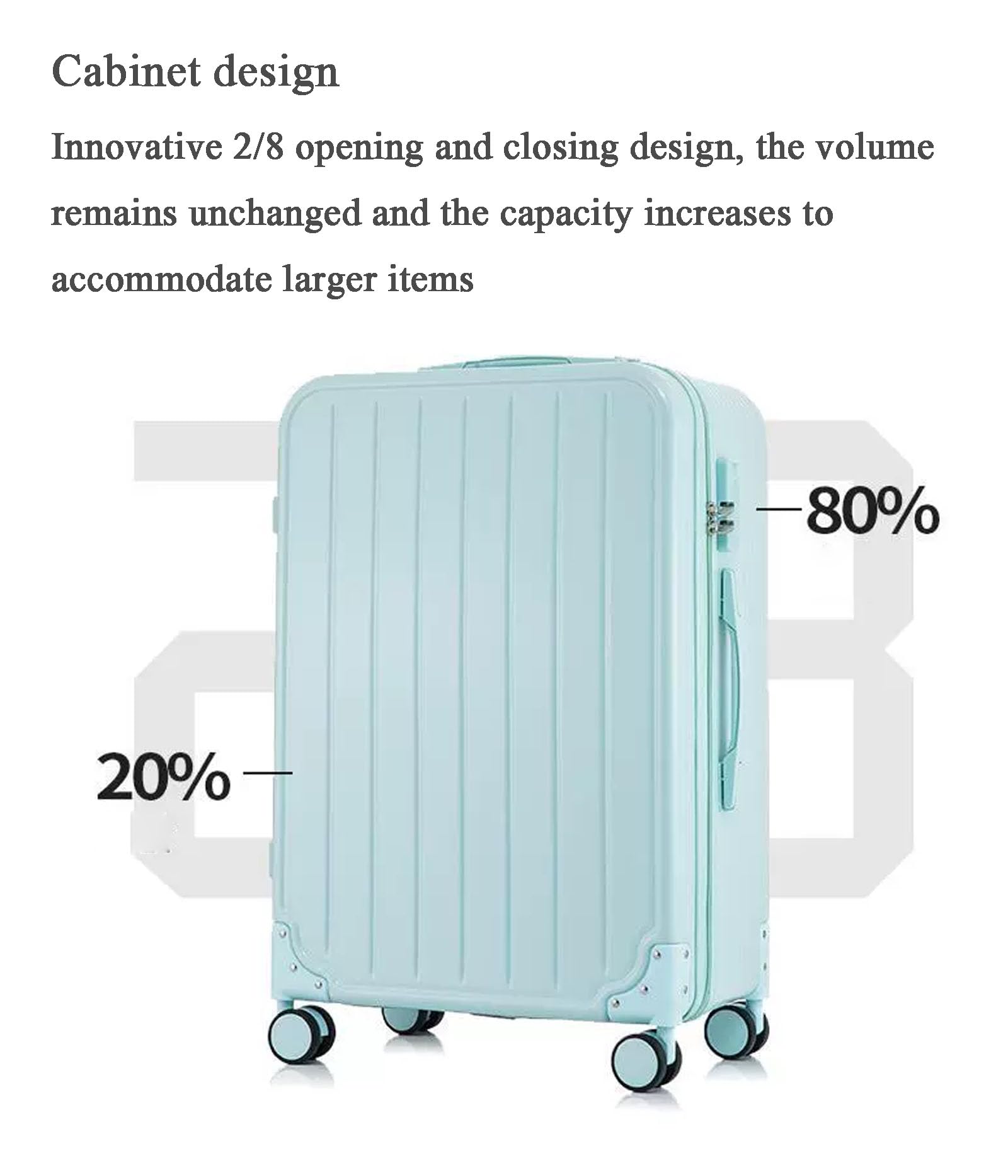 Hardside - Set di valigie da viaggio, 2 pezzi, 50,8 cm, trolley con serratura e custodia per cosmetici da 35,5 cm, resistente e leggero per un facile viaggio, bianco, 20in
