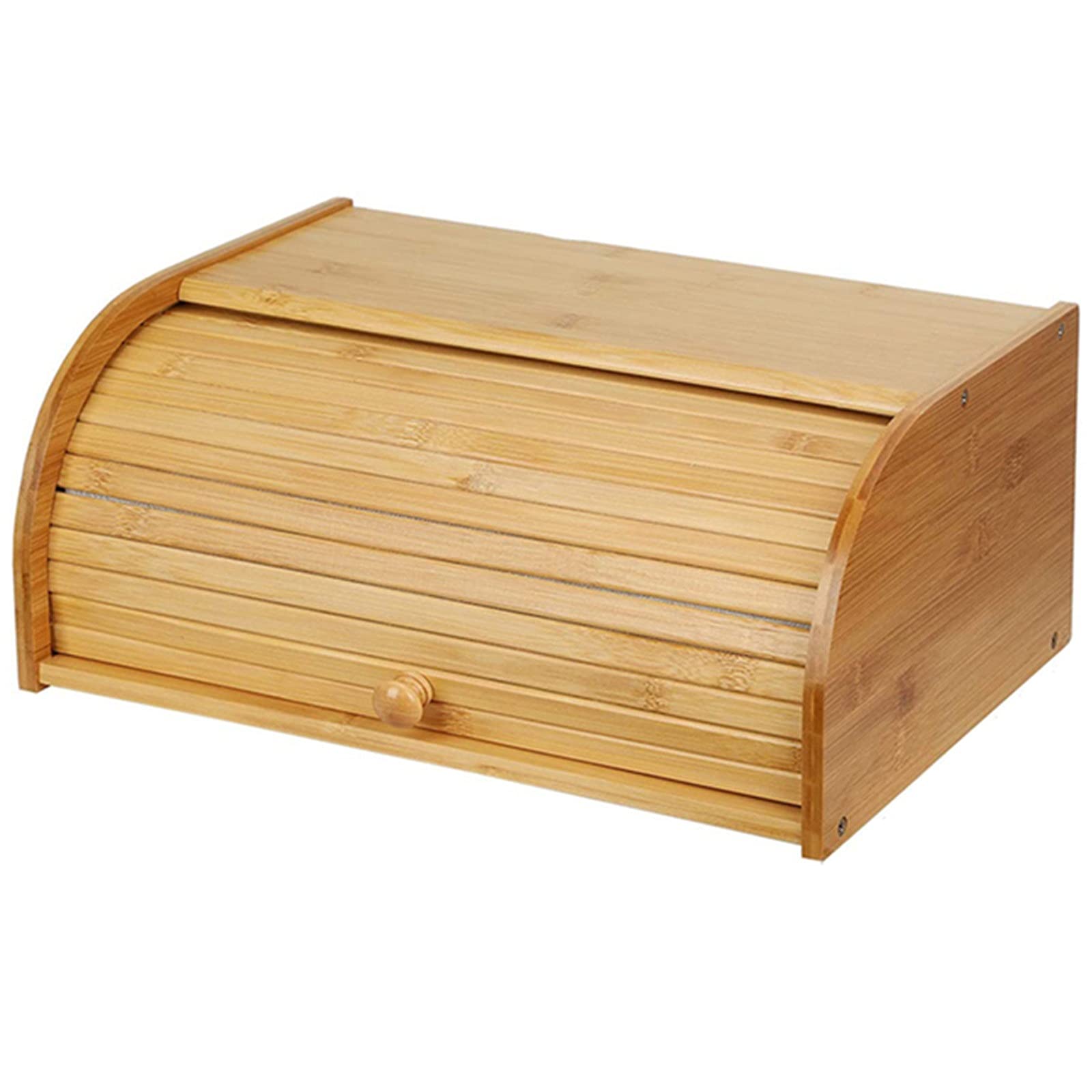 TLMDXTEU Bread Box Natural Wooden Bamboo Roll Top Bread Box for Kitchen Counter