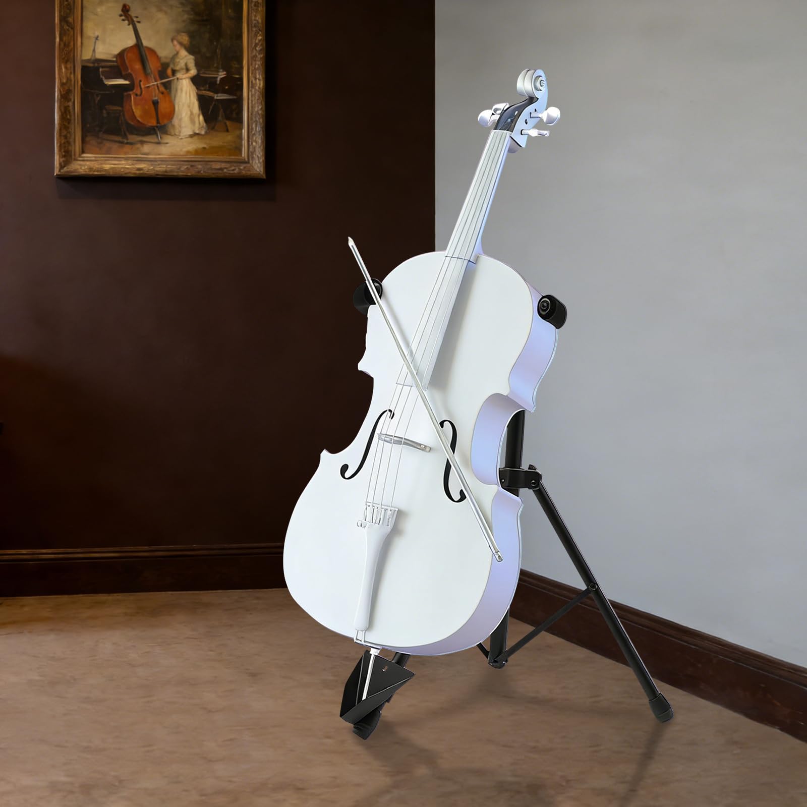 Support Violoncelle, Support Réglable Pour Violoncelle Avec Crochet Arqué, Pliable/Facile à Transporter, basse verticale, contrebasse, violon basse, fond en acier pour la maison, studio, église