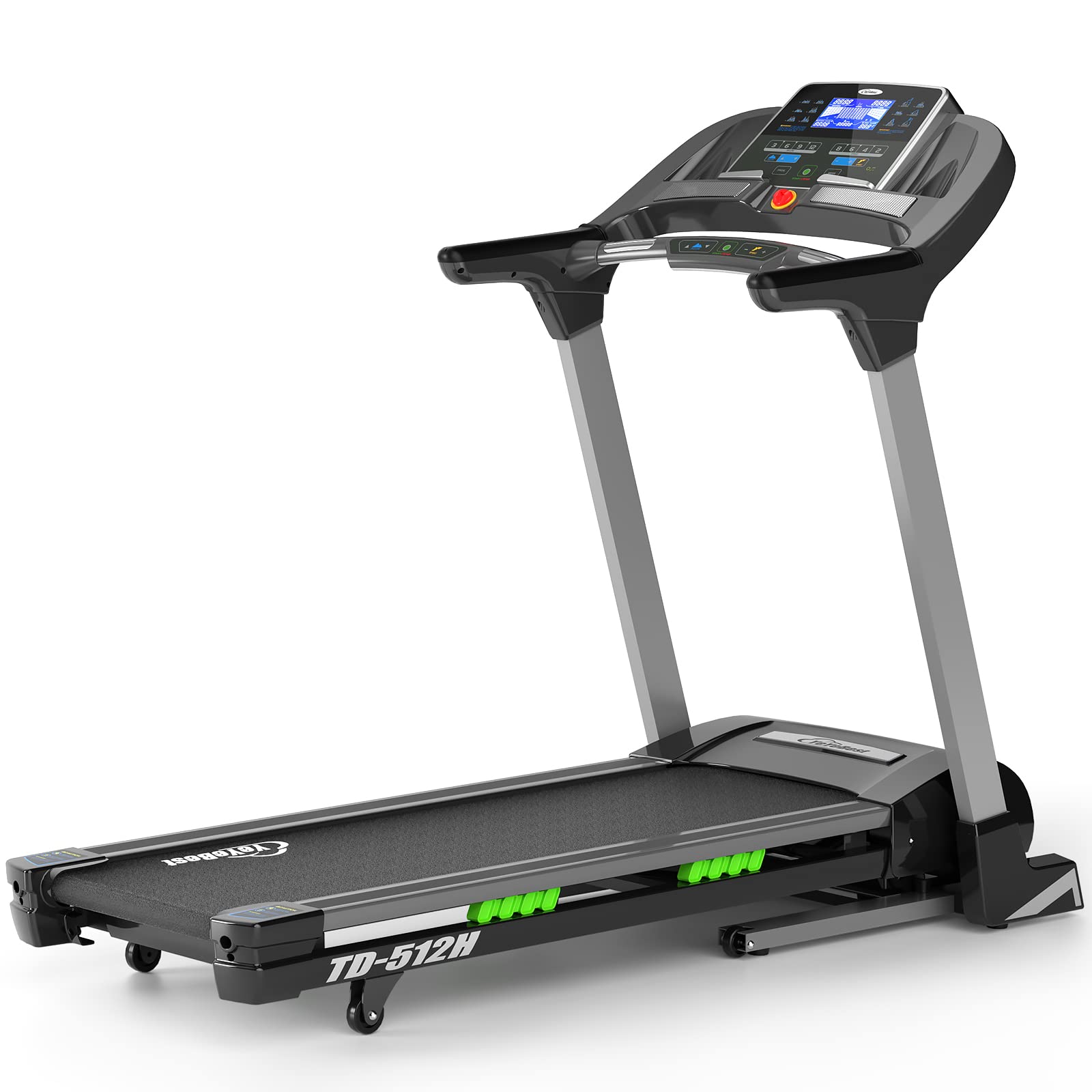 YeYeBest Folding Treadmill Auto Incline, 3.25HP Smart Motor Treadmill with 330LBS Capacity for Home Gym, 12 Preset Programs, LCD Monitor and MP3