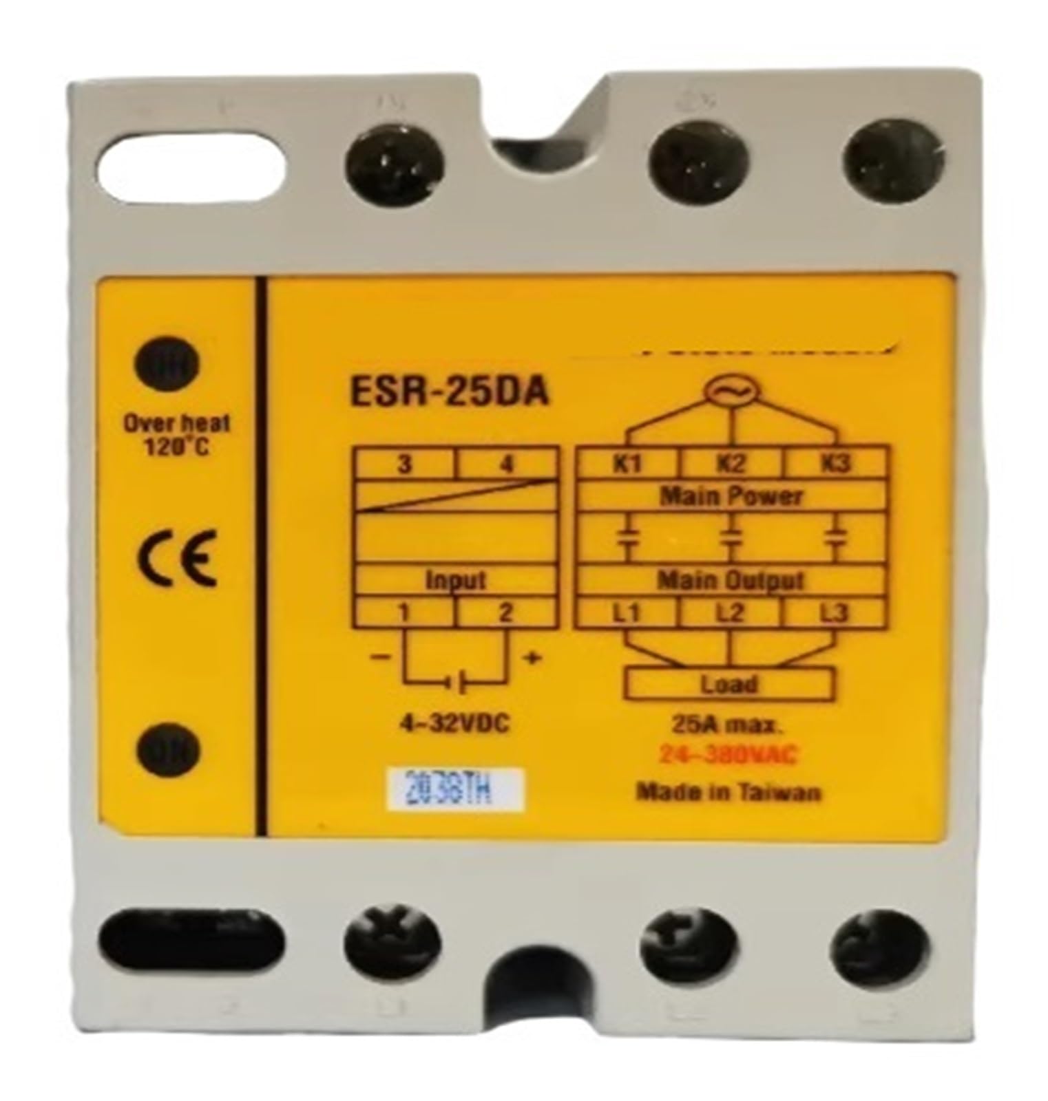 YMUGUEGH ESR-25DA 40DA 60DA 80DA 100DA 25DA-H 40DA-H 60DA-H 80DA-H 100DA-H Solid State Relay 3 Phase(ESR-25DA-H)
