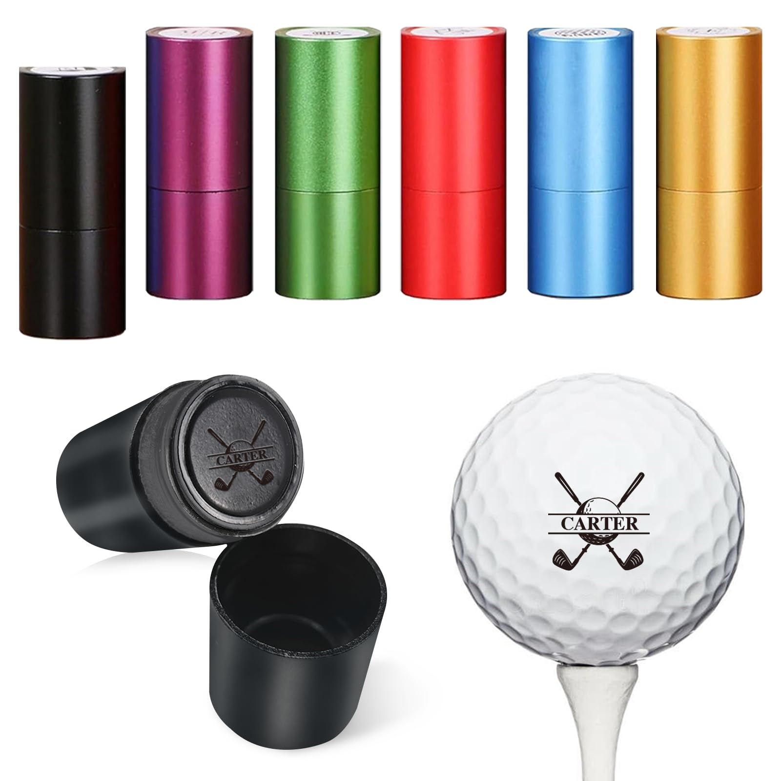 Sunamd Personalized Golf Ball Stamp, Custom Golf Ball Marker Stamp, Create Your Unique Mark on Golf Balls, Waterproof Golf Ball Stamper, Golf Accessories Customized Gifts (Black)