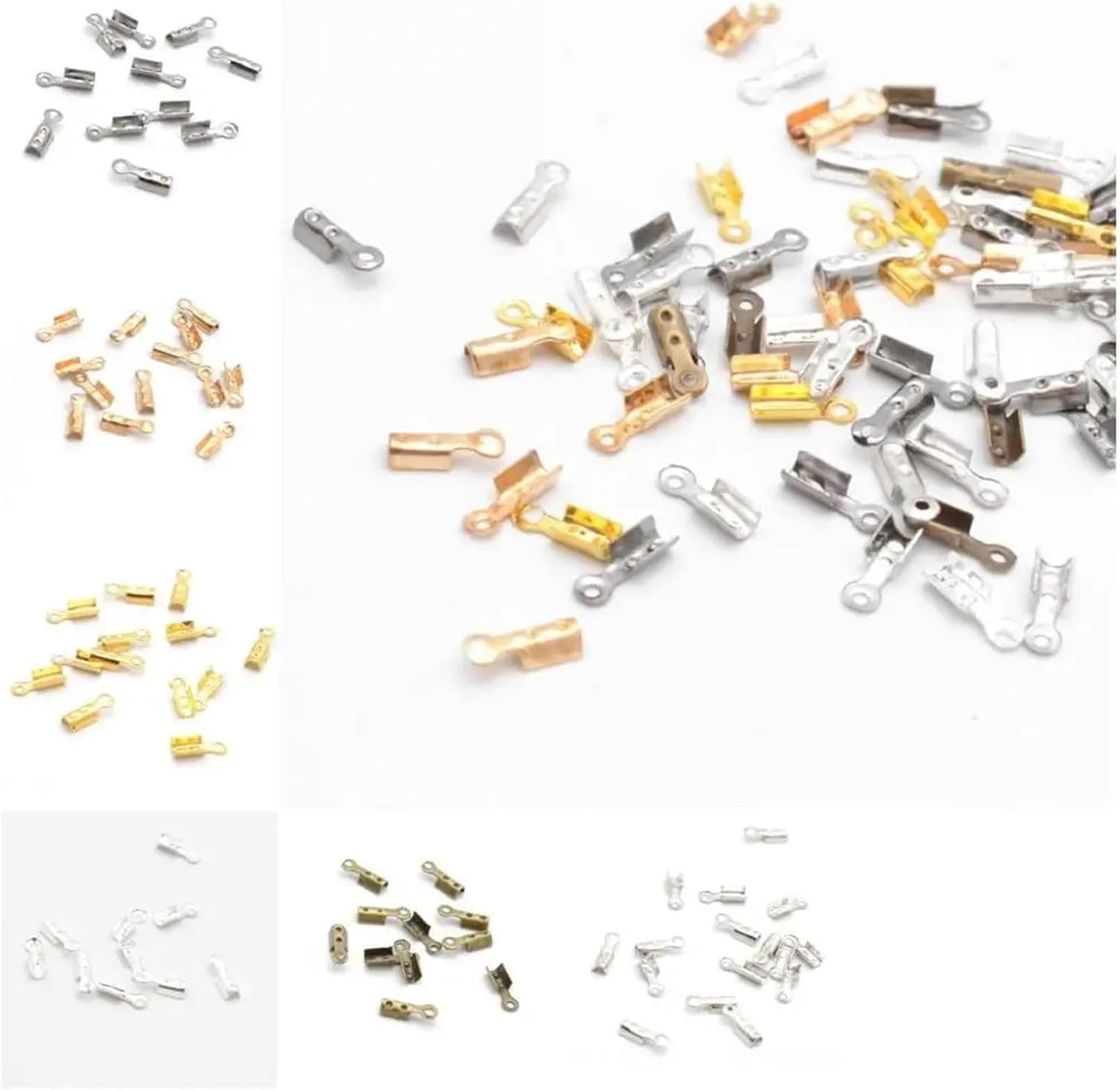 Fold Over Cord Ends 700pcs Cord End Tip Fold Over Clasp Crimp Bead Connector DIY Findings 8 * 3mm for Jewelry Making(Bronze Color)