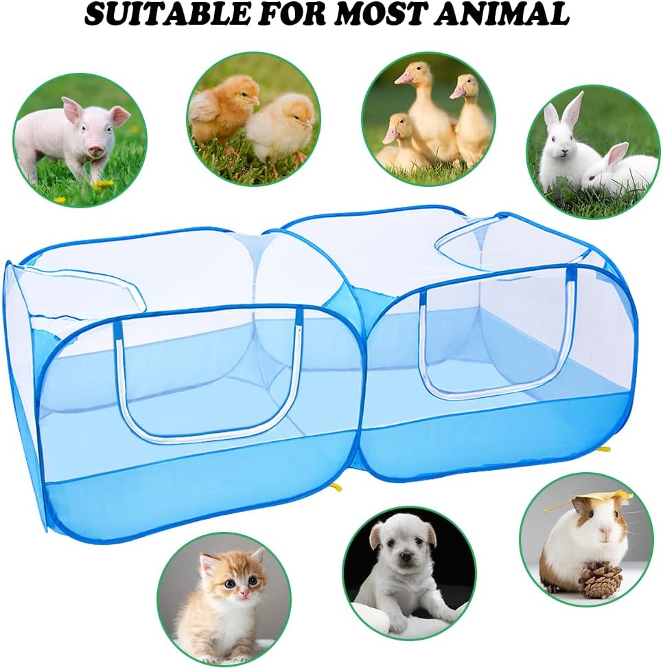 Portable Chicken Coop Chicken Run with Removable Bottom,Large Foldable Pet Enclosure for Puppy Duck Kitten Rabbits Indoor Outdoor Yard(Blue)