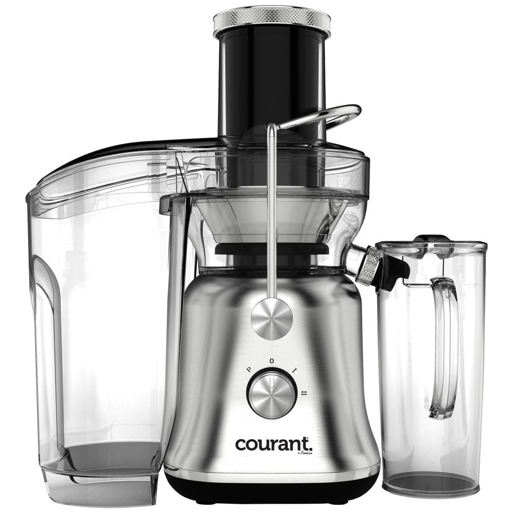 Courant 800W Juice with 3.35-Inch Large Feeding Chute, Whole Fruit Centrifugal Juicer, 2-Speed Control, BPA Free, Anti-Drip Spout- Premium stainless steel housing