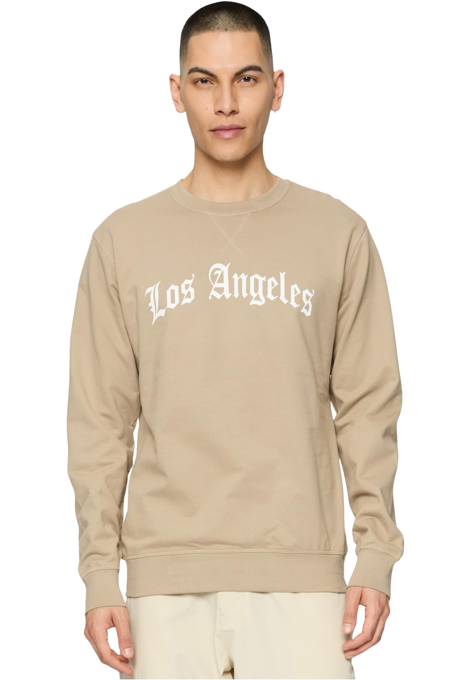 Mister Tee Men's Los Angeles Wording Crewneck Sweatshirt, Darksand,