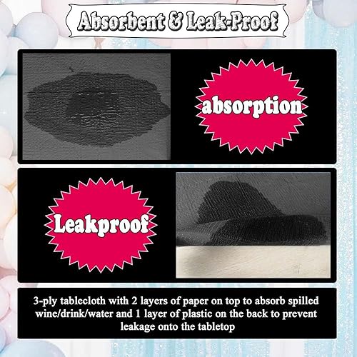 Miniatura 4 de Manteles de papel con patrón nuevo, paquete de 6 manteles rectangulares de 3 capas de papel y plástico de 54 x 108 pulgadas, para comedor, cocina,