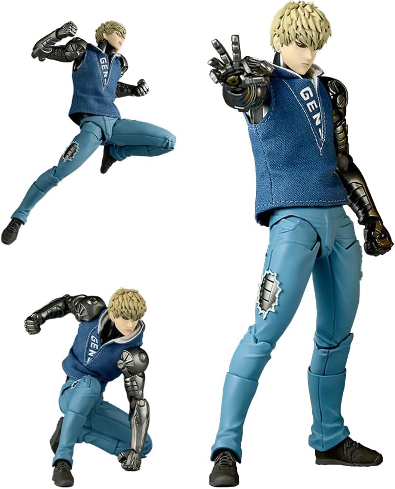 Saitam Genos Action Figure - 6.3'' Super Action Statue Genos Figure Joint Movable Head Changeable with Replaceable Accessories - PVC Handmade Collectible Gifts