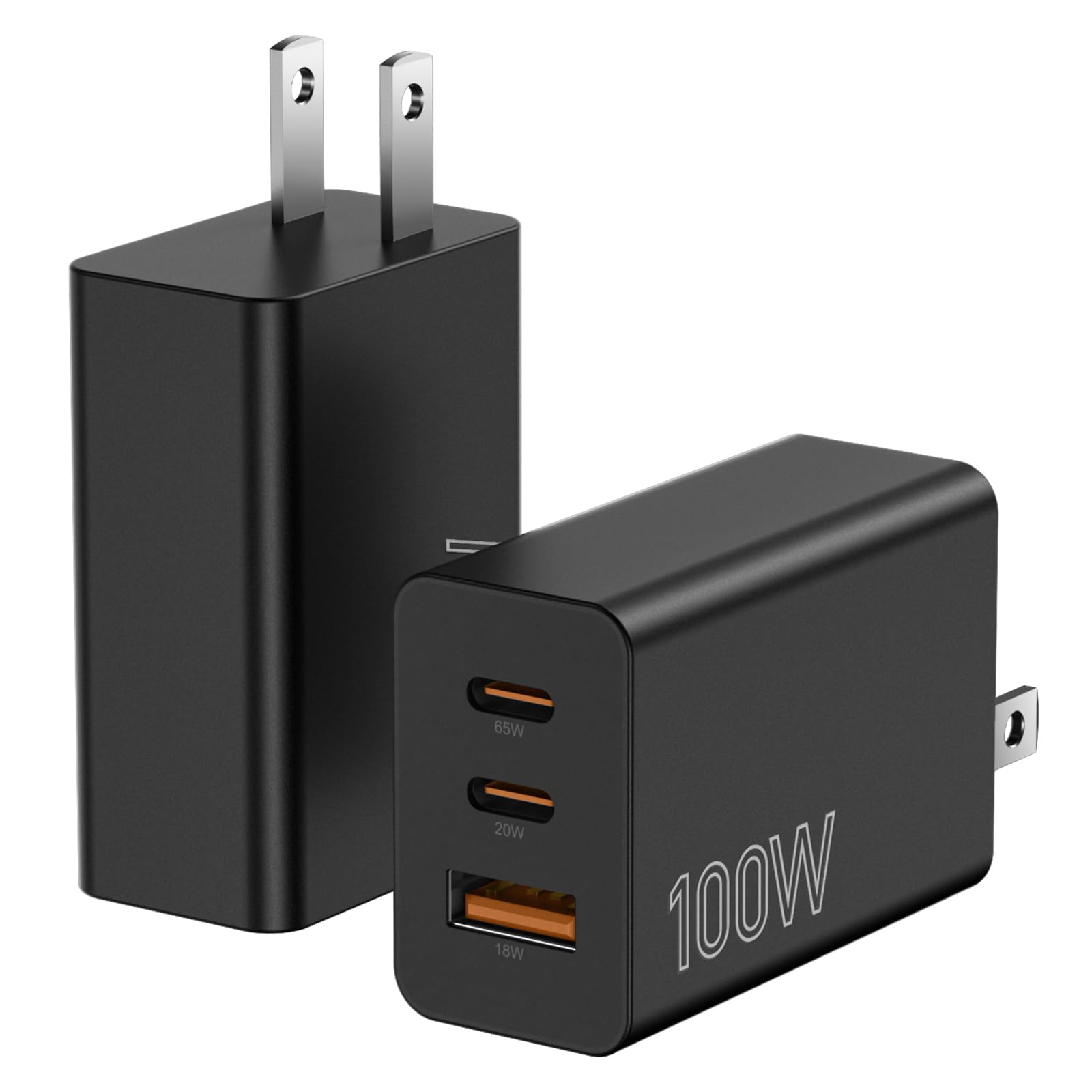 2Pack 100W USB C Charger Block 3Port Fast Charging Adapter Type C Fast Charging Blocks Cube PD USBC