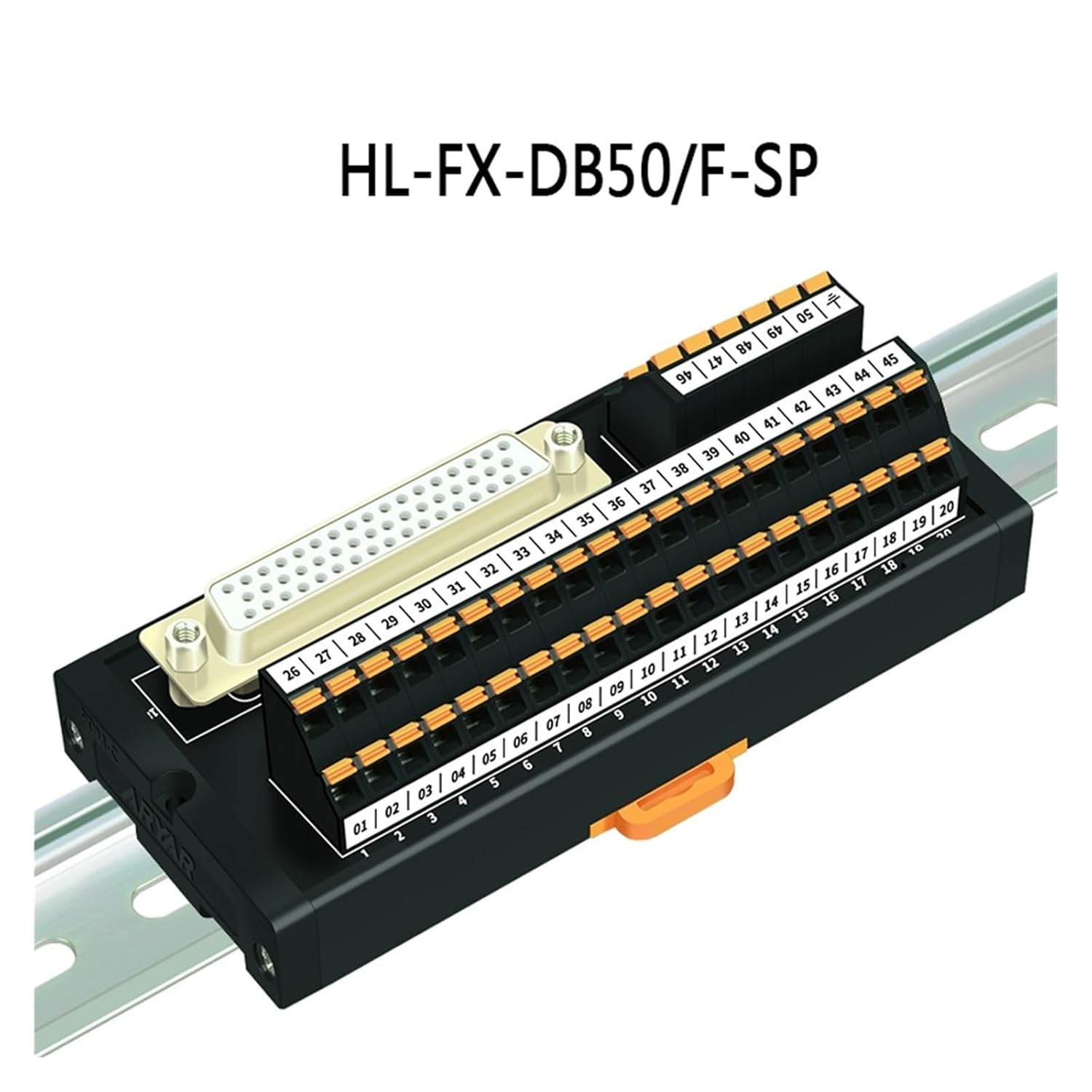 Quick-Connect DB50 D-Sub DIN Rail Mount Interface Module with Spring-Cable Terminal Block Distributor(HL-FX-DB50F-SP)