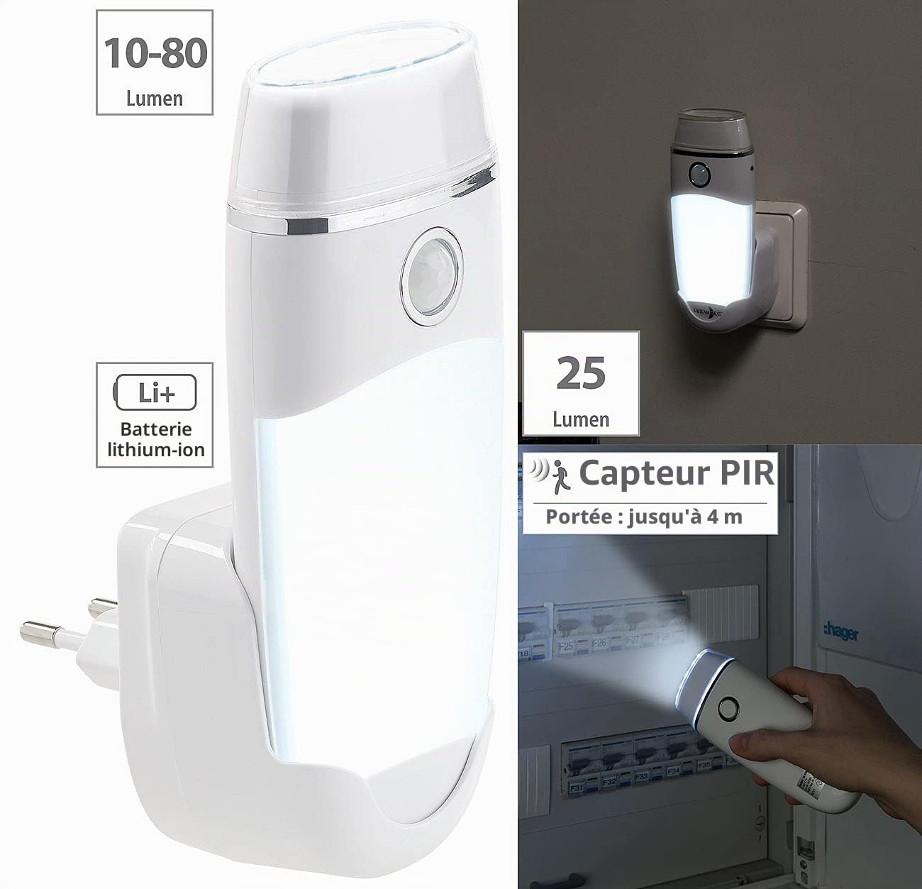 Lunartec Veilleuse et lampe nomade 4 en 1 rechargeable par induction