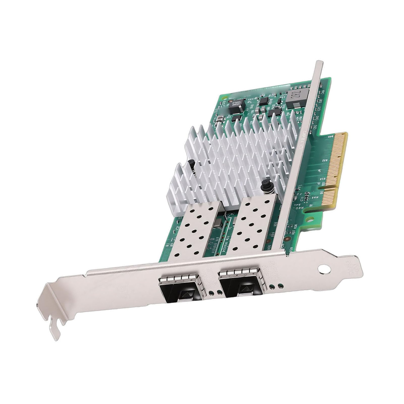 Fabater Adattatore Affidabile per Scheda di Rete in Fibra Ottica PCI-E X8 con Doppia Porta SFP+ da 10 GB per Diversi Sistemi Operativi 1x
