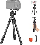 NEEWER Mini Desk Camera Tripod with Cell Phone Holder Compatible with iPhone for Video Recording Filming, 20"/50cm Small Portable DSLR Camcorder Webcam Stand, 360° Ball Head 1/4" QR Plate, TP-AAM521