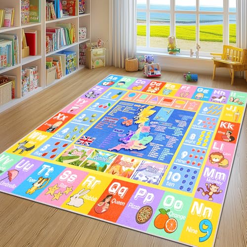 GthreeD Kids Playmat Educational Rug 120 x 160 cm Soft Non-slip
