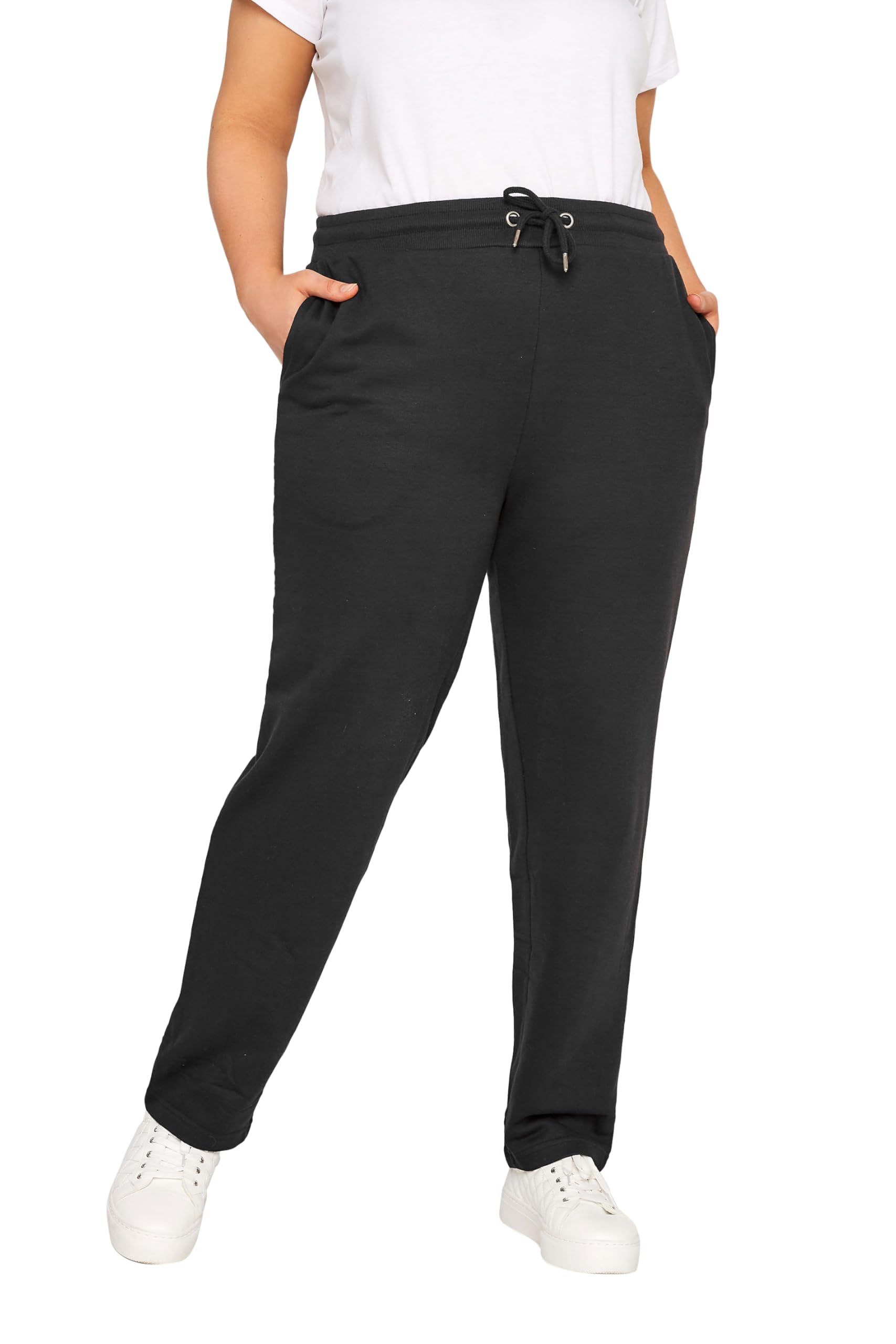 Yours Black Joggers - Straight Leg - Jersey Sweatshirt Fabric - Drawstring Waistband - Size 22-24