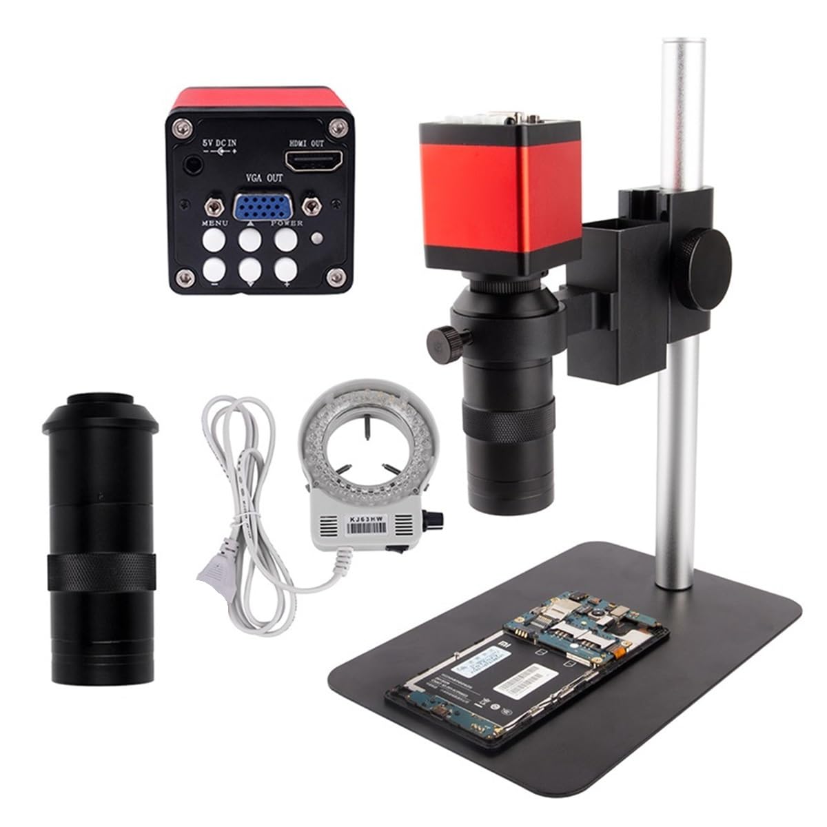 Microscope HDMI 13MP 38MP Industrial Video Microscope Camera Set 180X C-Mount Lens(13MP)