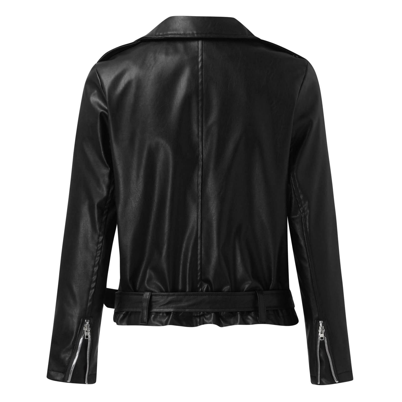 Chaqueta mujer nueva Slim cuero cuello alto cremallera costura color sólido
