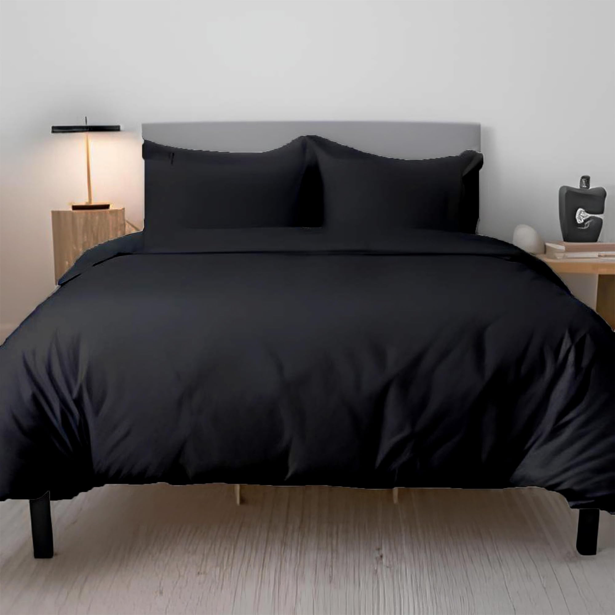 EverSoft Bedding 3PCS 100% Egyptian Cotton Single Size Duvet Cover Set with Fitted Sheet & 1x Pillowcase 400 Thread Count Single Duvet Cover Set