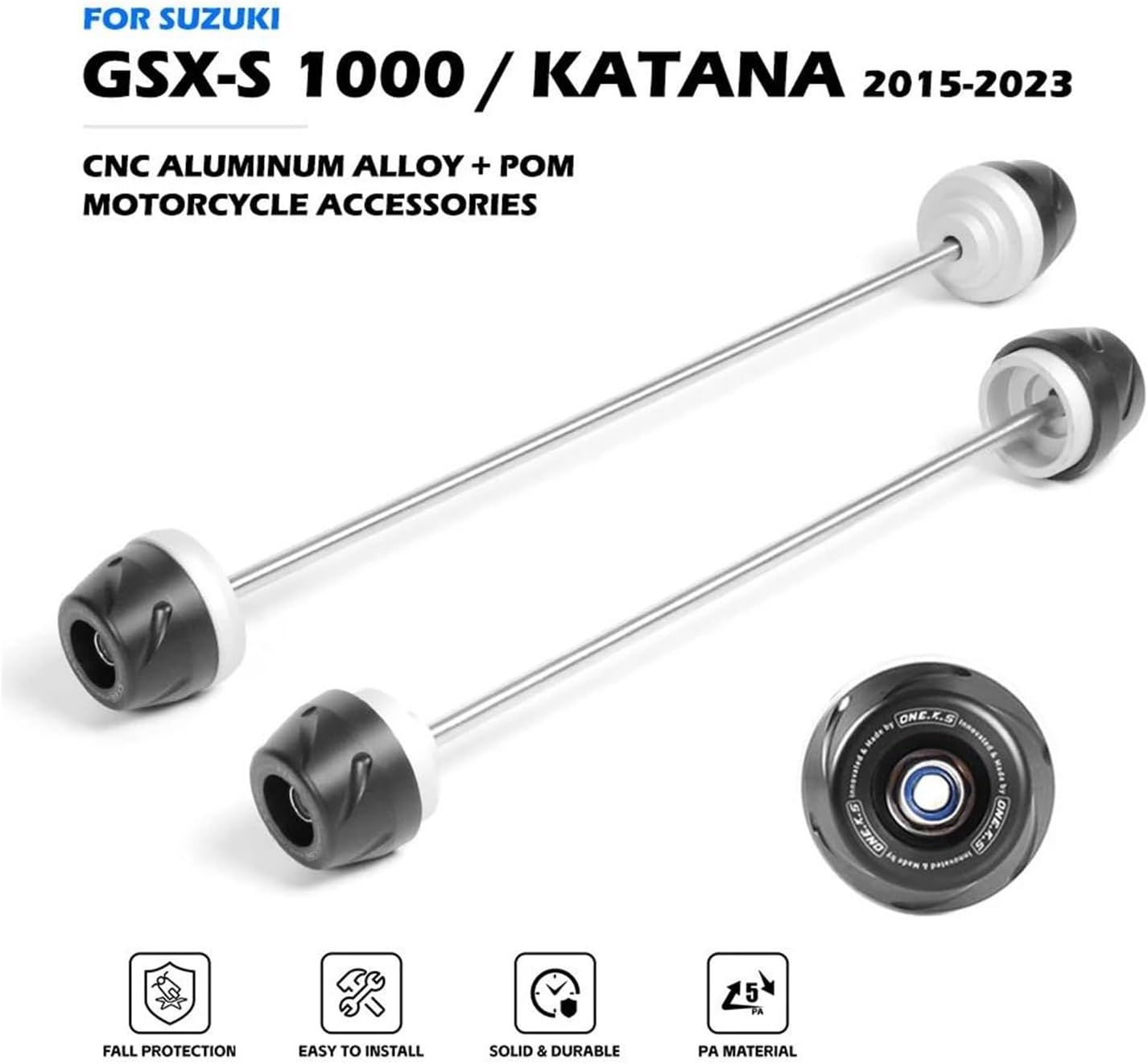 Frame Protector Crash Slider for Suzuki GSXS1000 GT Katana 2015-2023 Motorcycle Front Rear Wheel Collision Sliders Anti Falling Protectors Falling Crash Protector(Rear Axle)
