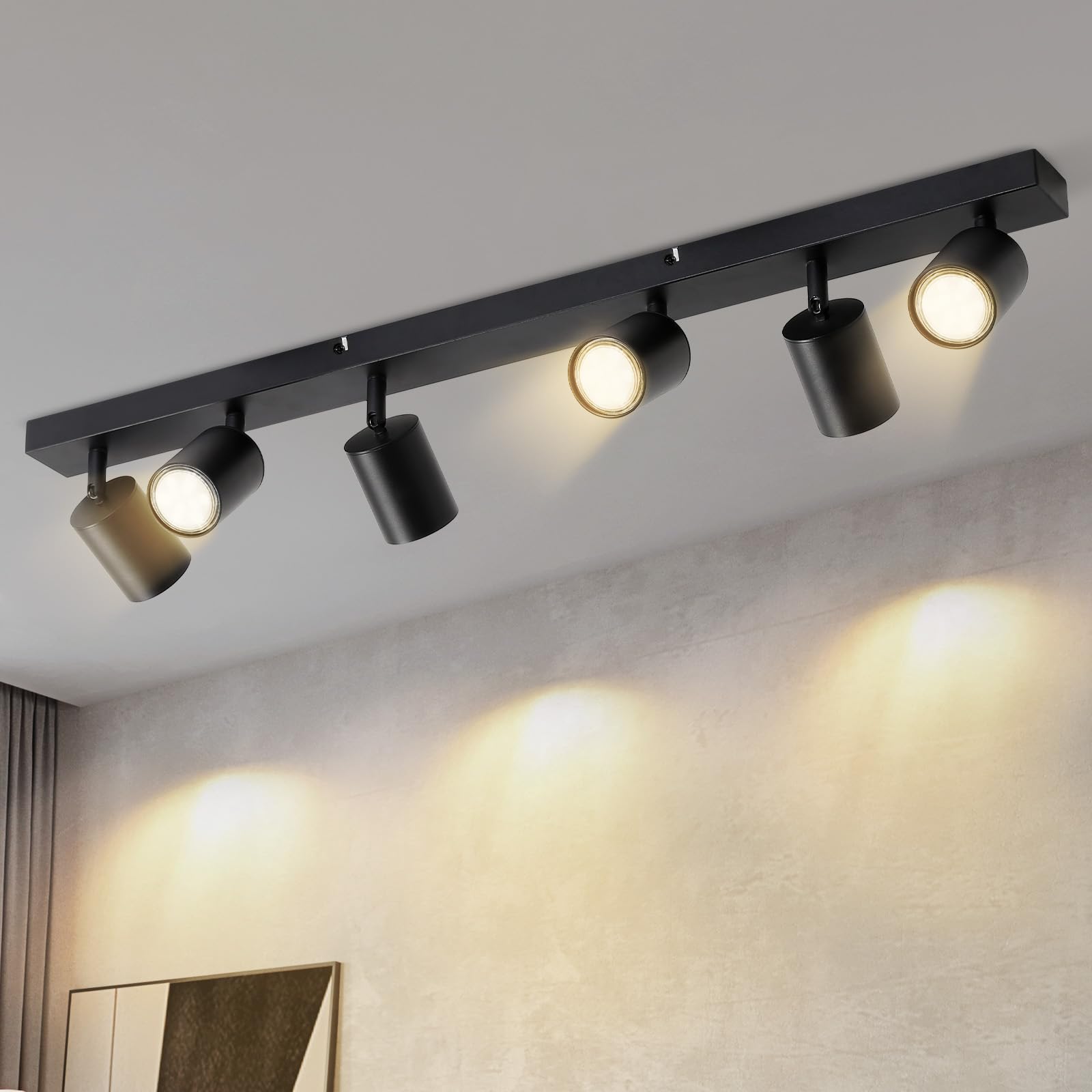 Zwart/bruine plafondlamp 2-cirkel/spots Globo Danny