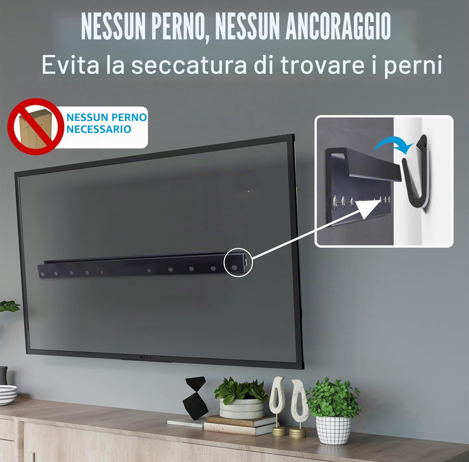 Antimbee Supporto da Parete per TV per 37 a 75”, Fino a 68 KG, Max VESA 600 x 400 mm, Staffa TV Universale per la Maggior Parte TV LED, LCD, OLED, Piatto e Curvo