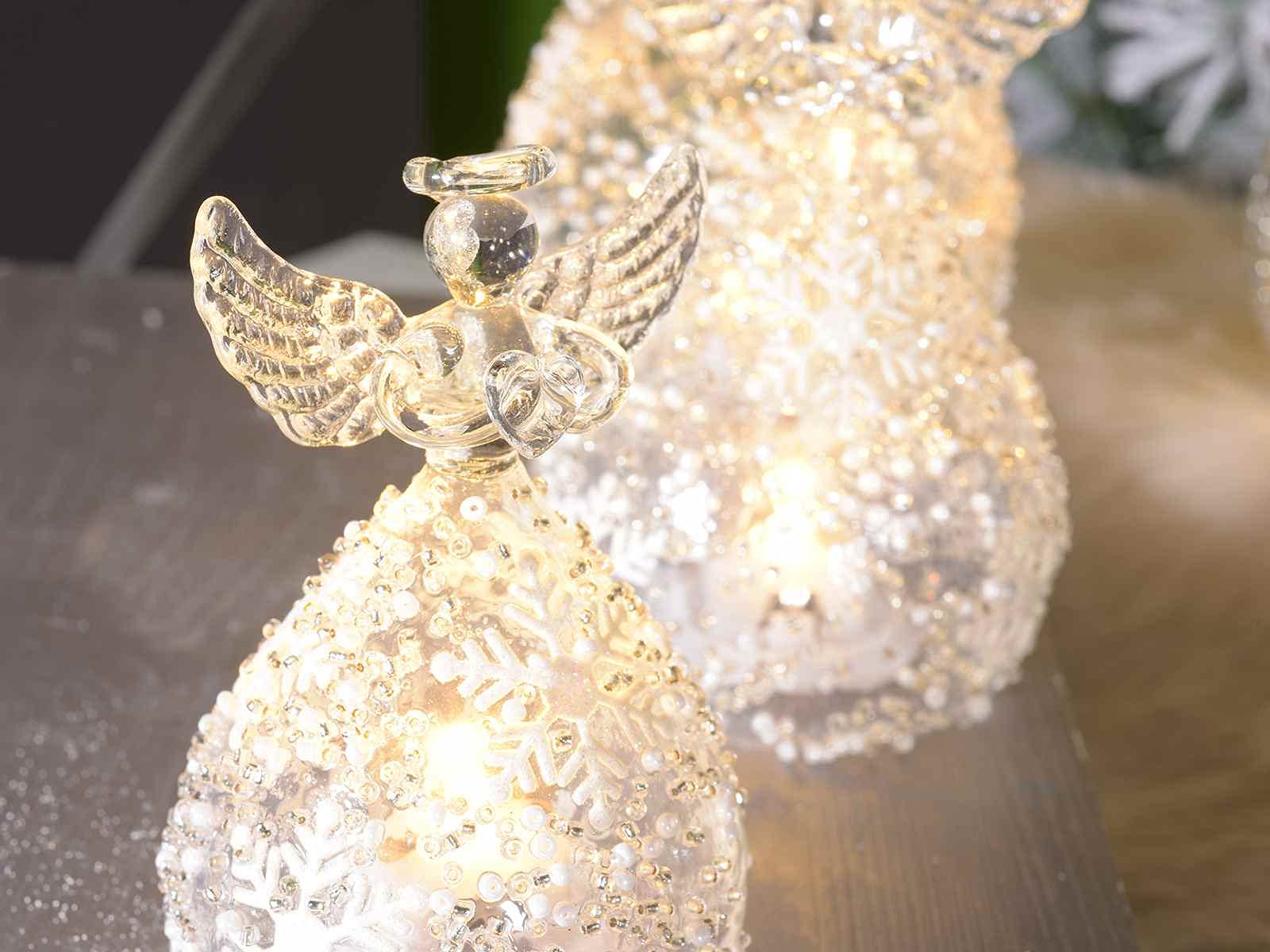 Gruppo Maruccia Angeli Natalizi Luminosi in Vetro Set da 3 Angeli Decorazioni Natalizie da Tavolo Idea Regalo