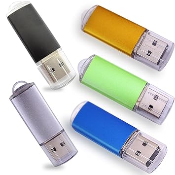 Ebamaz 1GB 5PCS USB Flash Drives 2.0 Metal Key Memory Thumb Stick Pendrives with LED Indicator Mixture Colors