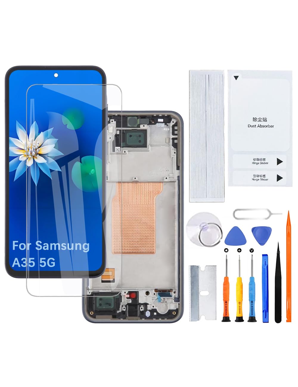 H&LYCYJ Écran LCD pour Samsung Galaxy A35 5G TFT A356E A356E/DS A356B Kit de remplacement d'écran LCD (Noir avec cadre, Sans empreintes digitales)