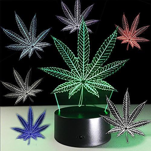 Marijuana Leaf 3D Illusion Lamp Cananbis Weed Optical Visual Night Light Room Party Deco Lighting