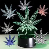 Marijuana Leaf 3D Illusion Lamp Cananbis Weed Optical Visual Night Light Room Party Deco Lighting