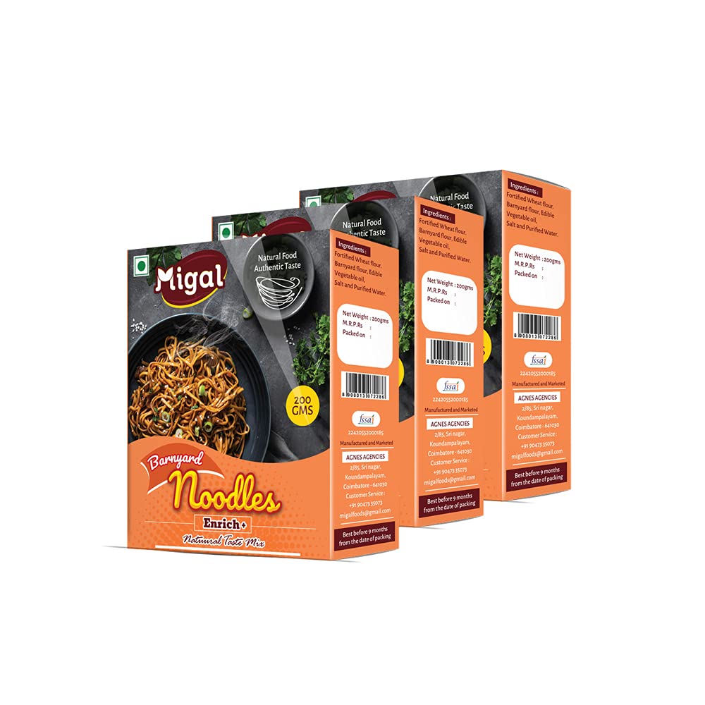 Migal foods barnyard Millet Noodles | hakka Millet Noodles | No Maida | No Msg | Non Fried | Vegetarian | 195x3 grams | Pack of 3 (B08XFW4F6S) Amazon Price History, Amazon Price Tracker