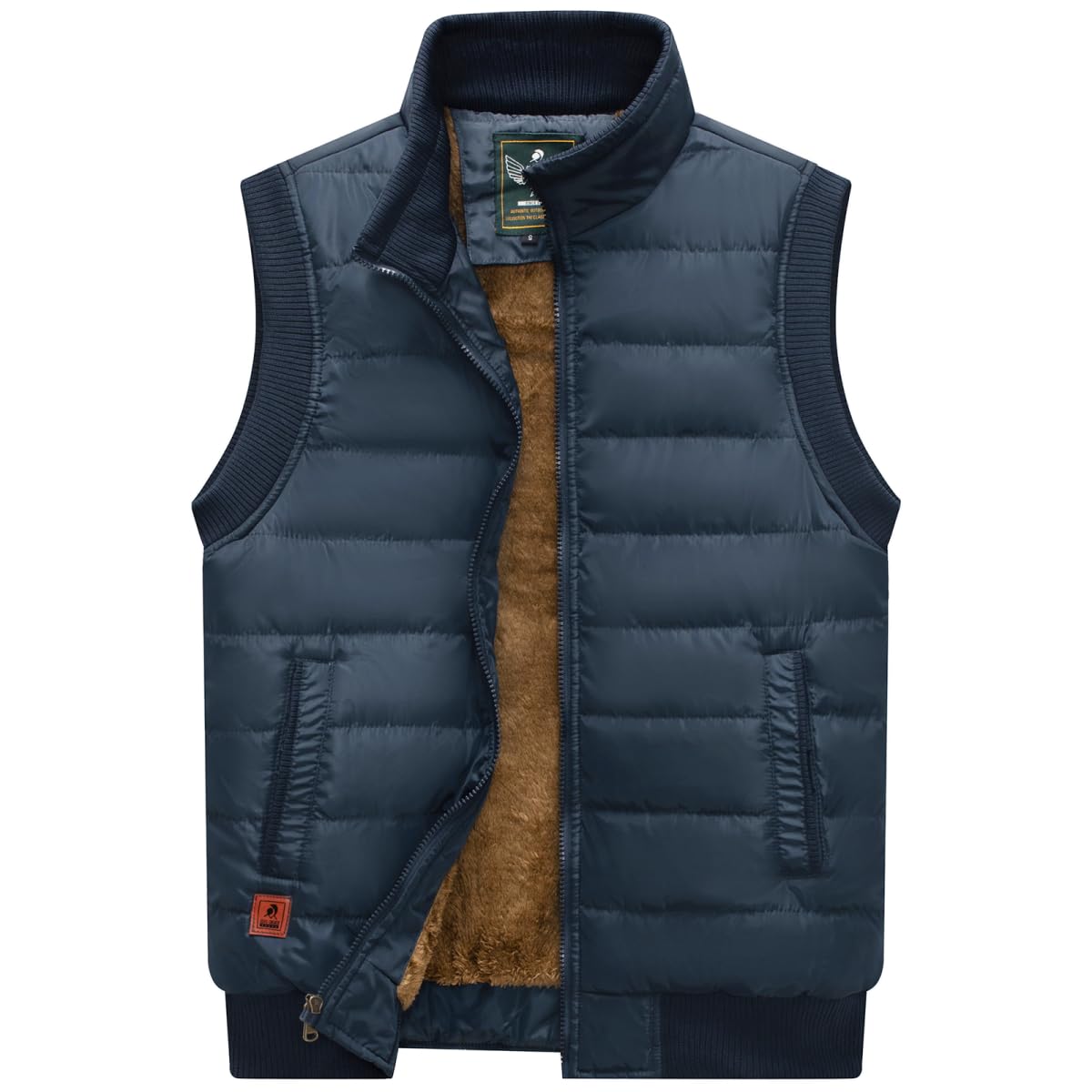 Msmsse Gilet da uomo invernale trapuntato imbottito gilet colletto alla coreana caldo piumino gilet, Blu scuro, Medium