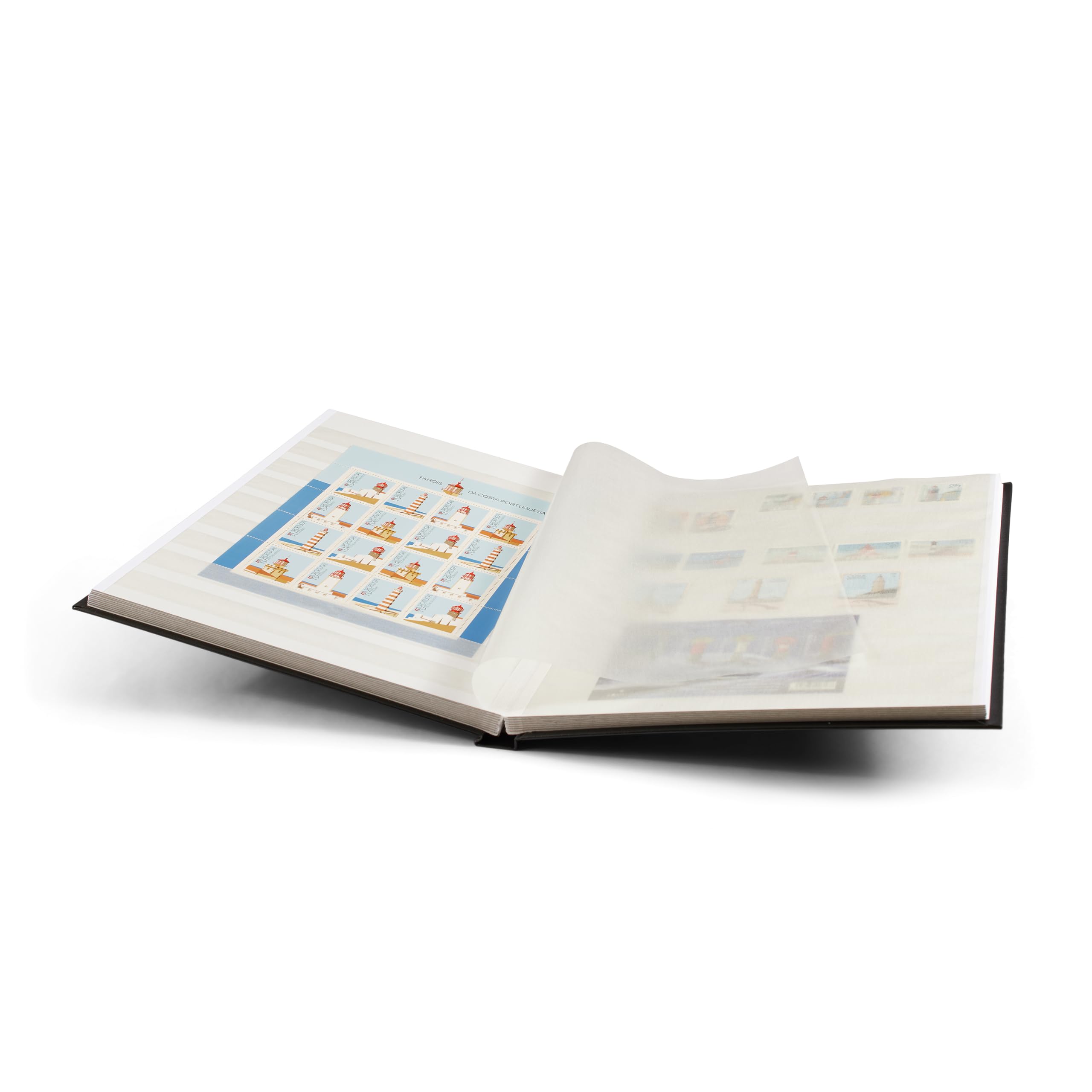 Leuchtturm 324812 postzegelverzamelalbum - insteekboek Basic - 32 witte DIN A4-pagina's - ongewatteerde omslag zwart
