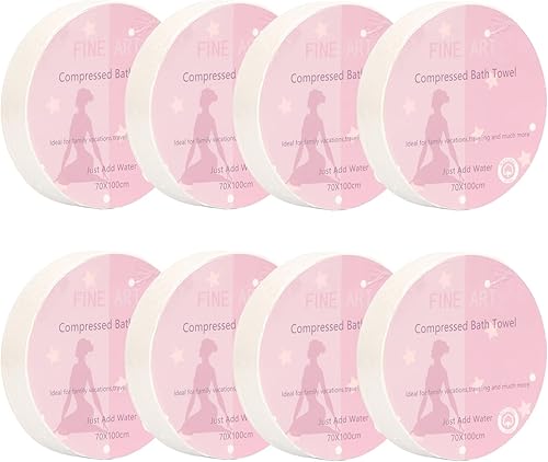 Miniatura 1 de BiSiViO Paquete de 8 toallas grandes comprimidas toallas de baño desechables portátiles toallas de baño suaves blancas portátiles y transpirables