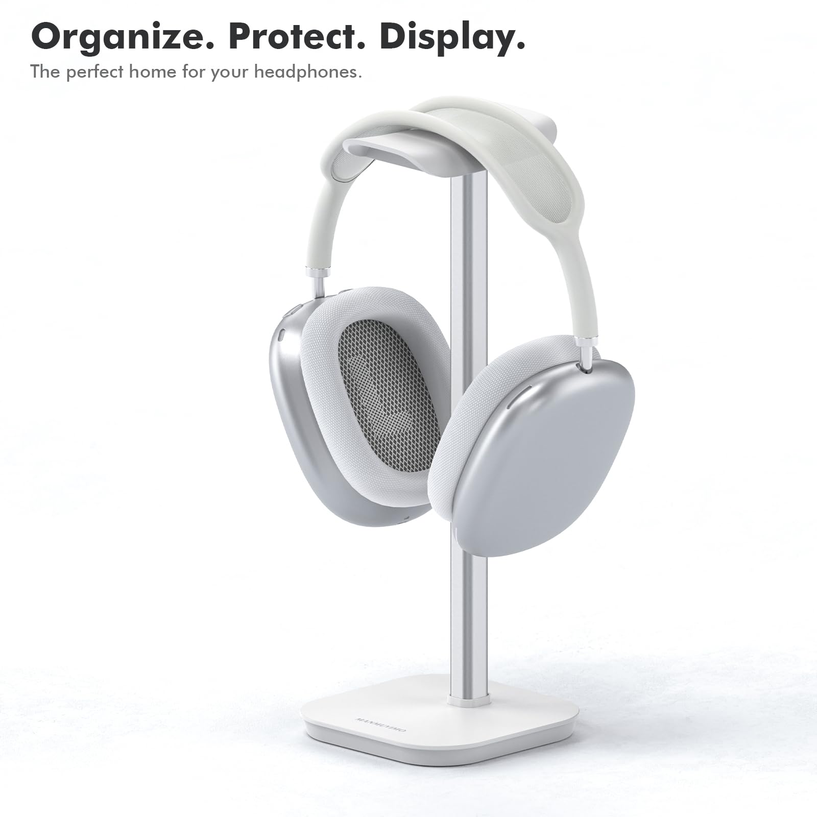 Supporto per cuffie, supporto per cuffie da scrivania, base pesante, in alluminio, compatibile con AirPods Max, AirPods Pro, Sony, Beats, Bose, Razer (bianco)