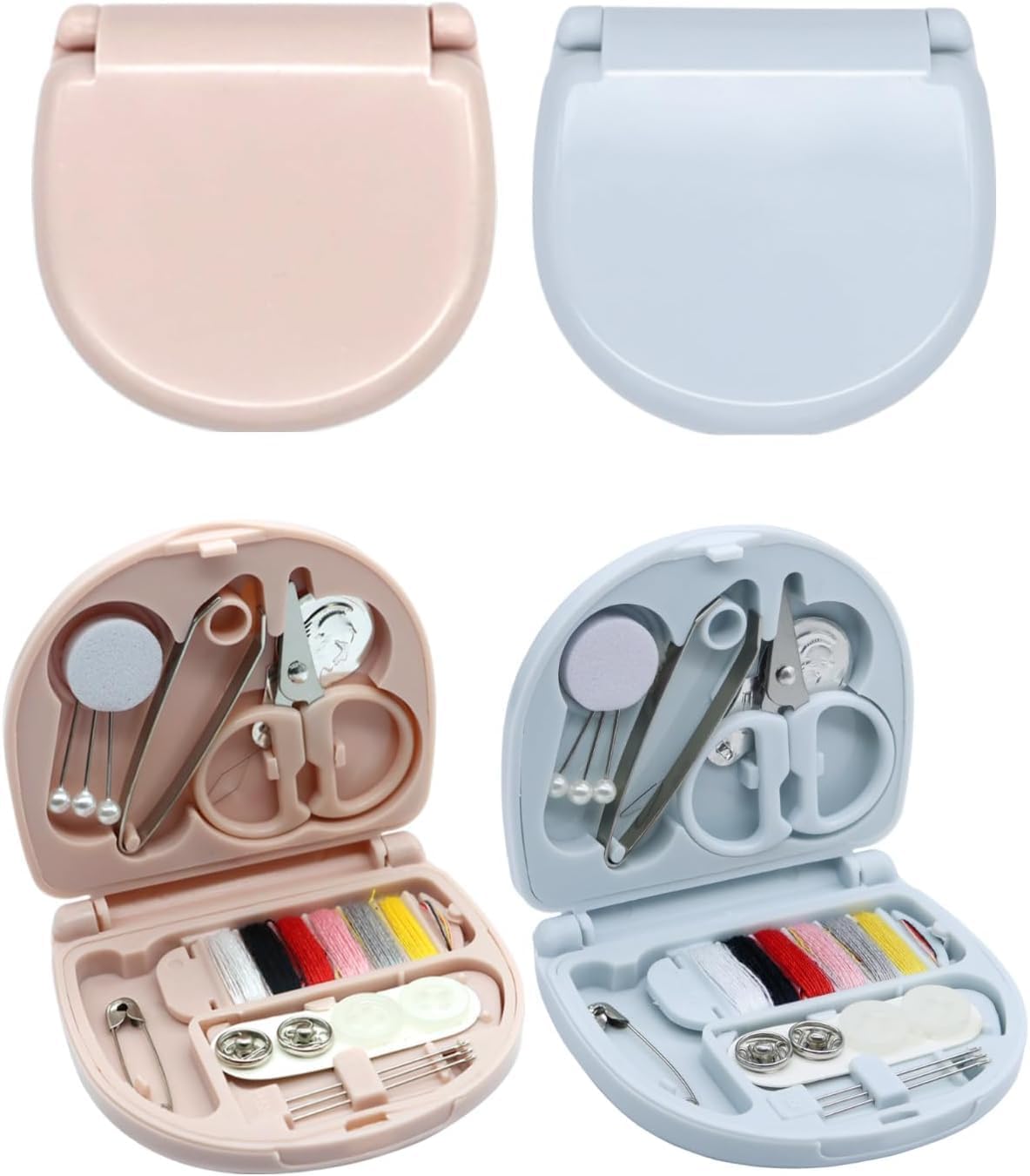 Mini Sewing Kit,Small Travel Size Emergency Pocket Sewing Kit with Buttons,Threads,Scissors,Needles Portable DIY Supplies Needle and Thread Set for Beginner Little Plastic Box
