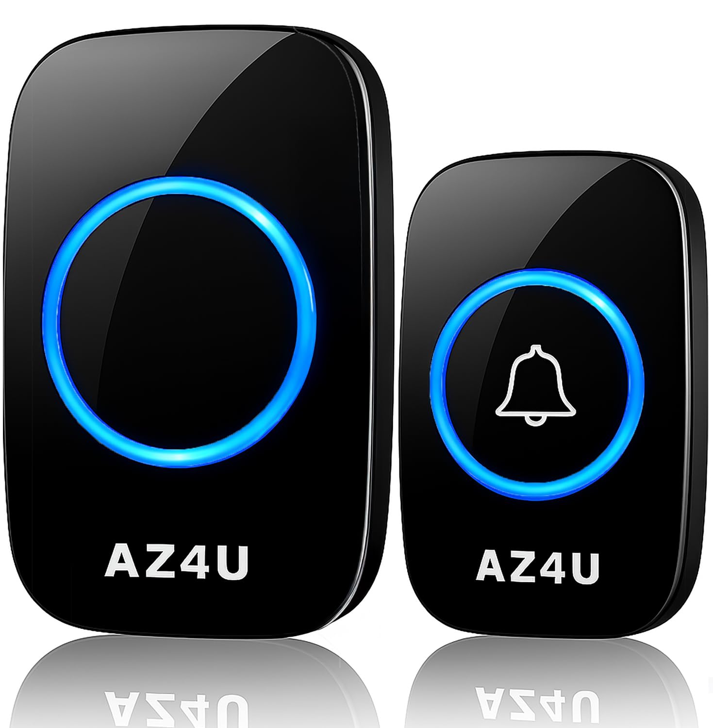 AZ4U ワイヤレスチャイム インターホン 電池式 ドアベルキット ブラック