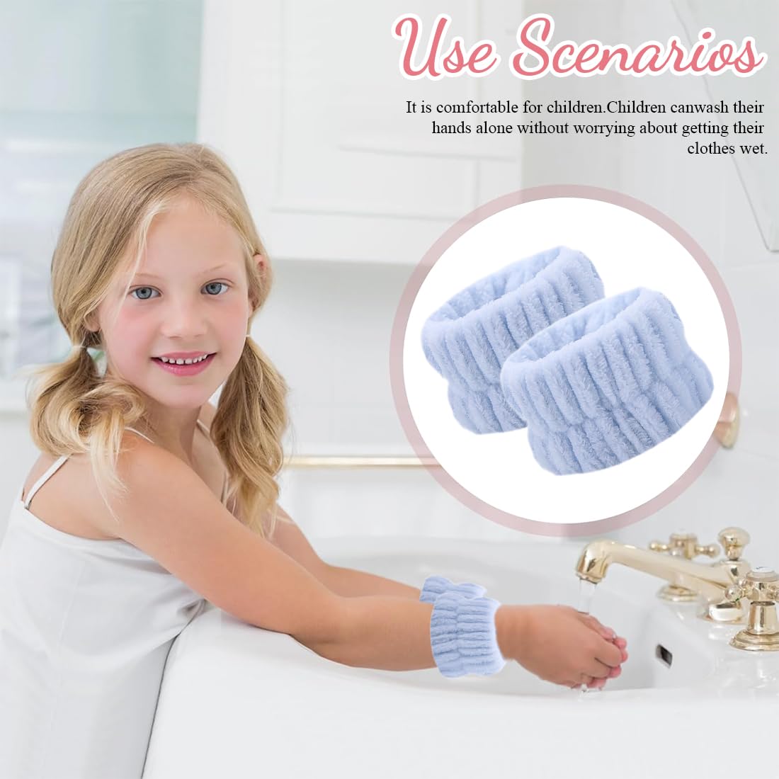 8 Piezas Pulseras de Mujer para Lavar la Cara Toallas de Muñeca Absorbentes Muñequera Banda de Sudor para Niñas Evitar Que el Agua Se Saiga Los Brazos