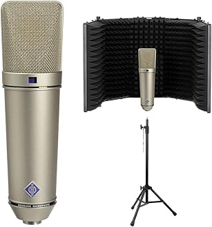 Neumann U 87 Ai Condenser Microphone (Nickel) Bundle with Reflection Filter & Tripod Mic Stand