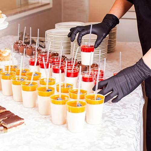 Miniatura 7 de Zezzxu Mini tazas de postre de 3 onzas con tapas y cucharas, paquete de 50 vasos de plástico transparente para postres pequeños vasos de chupito